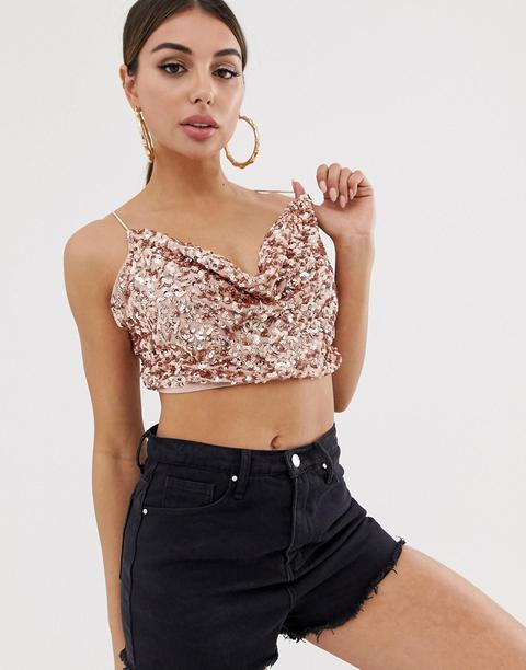 Asos Design Sequin Cowl Neck Cami