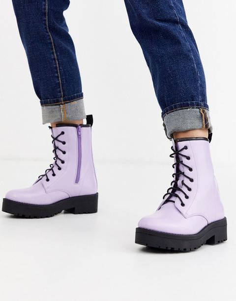 Truffle Collection Military Boot In Lilac-purple