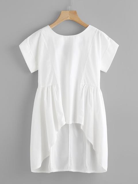 Dip Hem Zipper Back Blouse