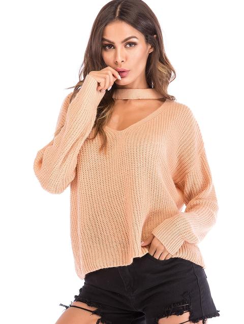 Maglione Oversize Con Choker Apricot Army Green Tan