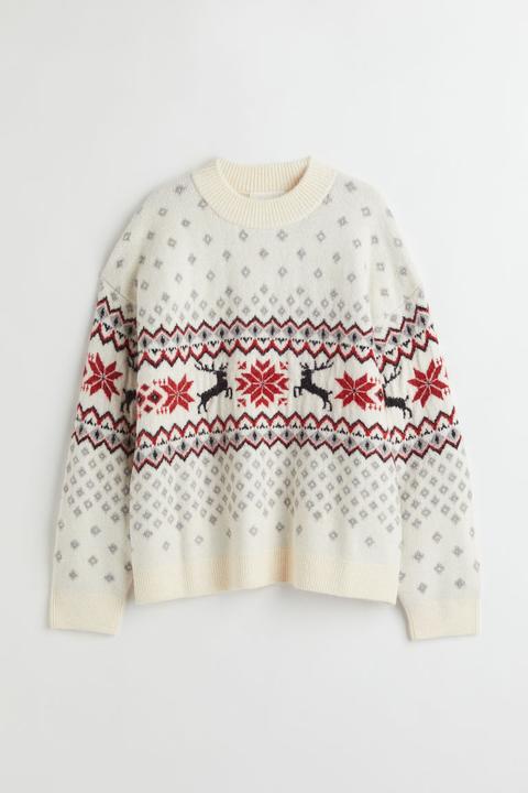 Jacquard-knit Jumper - White