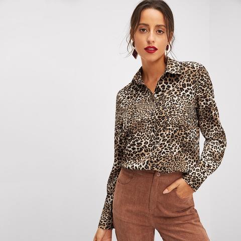 Camisa Animal Print Con Bolsillo