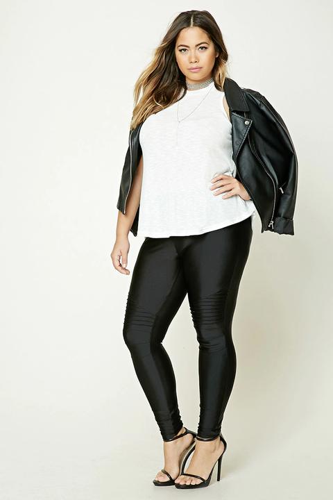 Plus Size Sheeny Moto Leggings