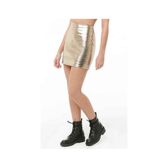 Forever 21 Metallic Mini Skirt , Gold 