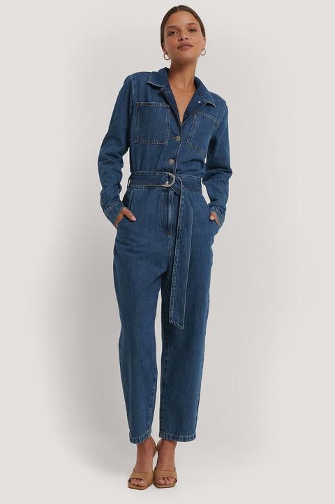 Na-kd Trend Combinaison Pantalon Jean À Ceinture - Blue