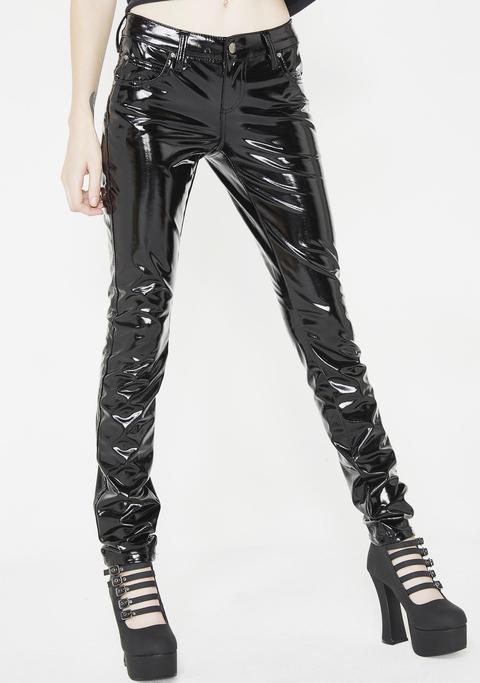 MSGM Vinyl High-waisted Skinny Pants with Ankle Slits women - Glamood Outlet
