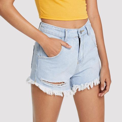 Shorts In Denim Con Orlo Grezzo