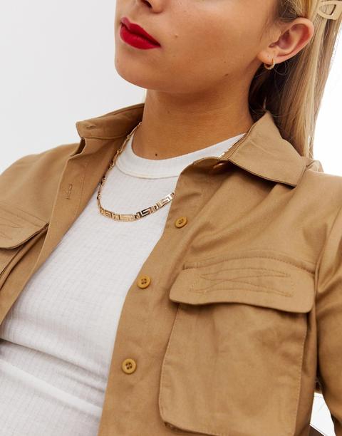 Weekday - Collier Avec Chaîne Motif Géométrique Style Grec - Doré - Doré