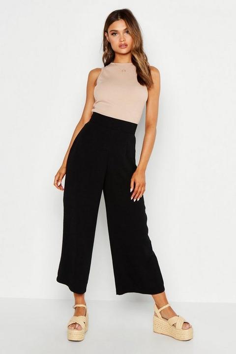 Womens Woven Wide Leg Culottes - Black - 12, Black