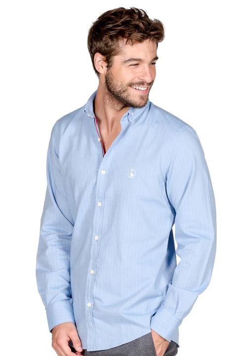 Camisa Cuello Estrecho Slimfit Espiga Melange Celeste