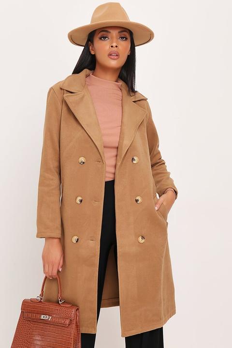 Camel Double Breasted Coat