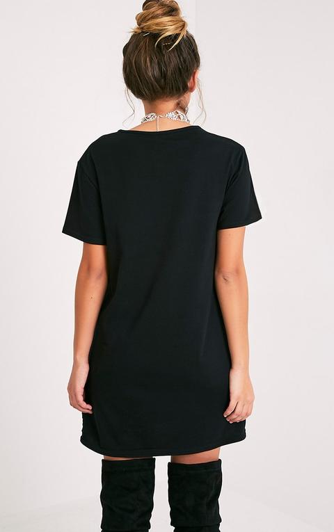 Stay Weird Black Print T-shirt Dress