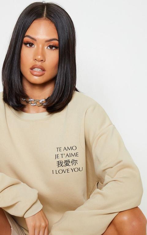 Sand I Love You Slogan Oversized Sweater