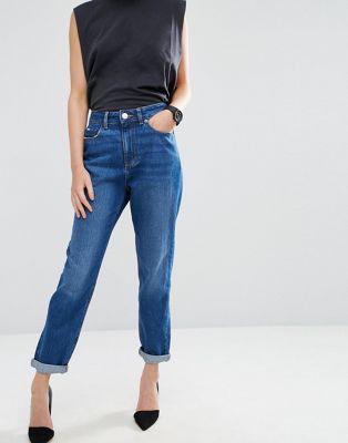 Asos - Original - Mom Jeans Blu Slavato Intenso Baillie - Blu