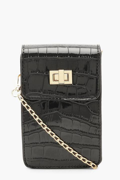 Mini Croc Rectangle Cross Body Bag