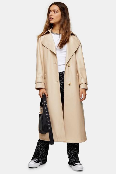 Petite Cream Pu Trench