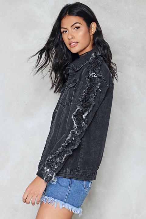 Pushed Over The Edge Oversized Denim Jacket