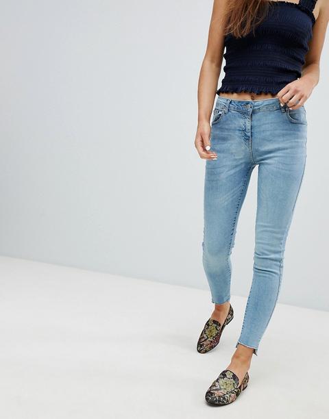 Parisian - Jeans Skinny Con Fondo Asimmetrico - Blu