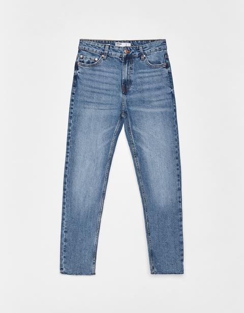 Jeans Diritti Cropped A Vita Media