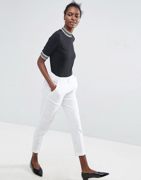 Asos - Pantaloni A Sigaretta Di Lino - Bianco