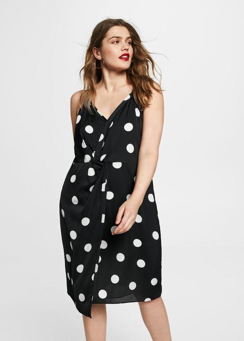 Vestido Drapeado Lunares