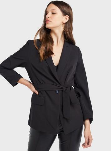 Womens Black Belted Blazer, Black