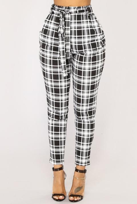 plaid pants black and white