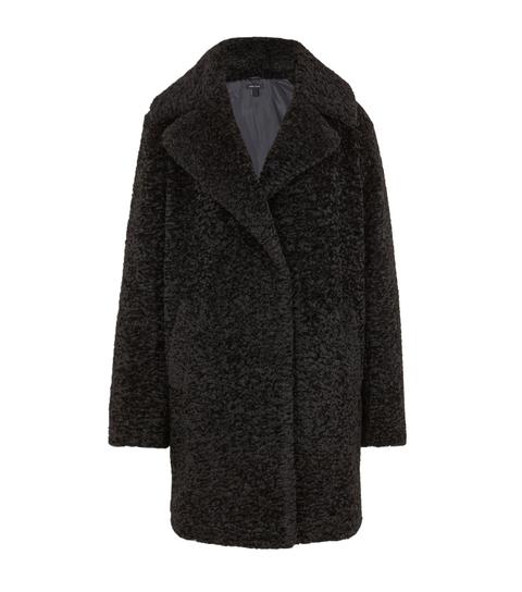 Black Teddy Faux Fur Long Coat New Look