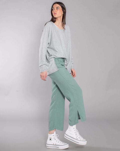 Pantalón Fluido Tobillero Ancho Verde Ágata