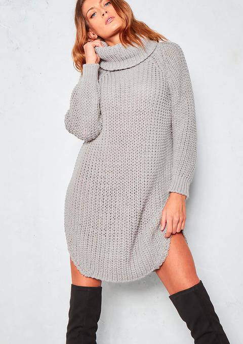 grey roll neck jumper dress