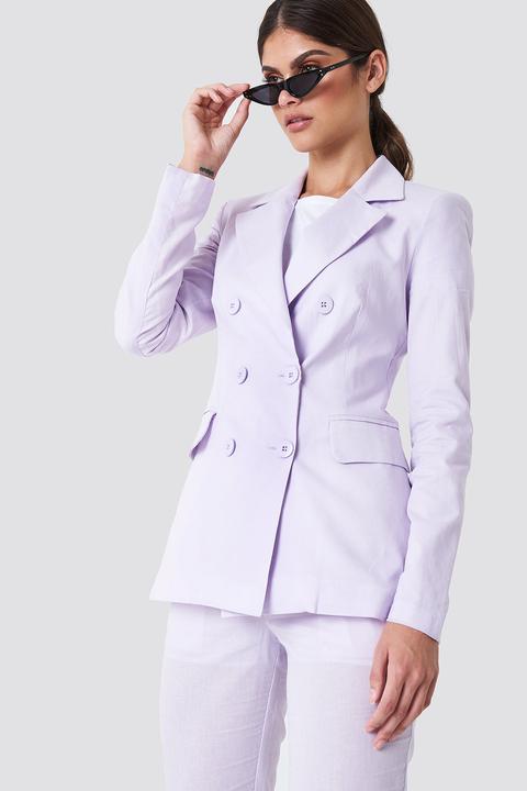 Button Detailed Blazer Purple