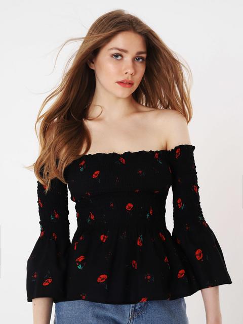 Blusa Con Punto Smock Var Nero