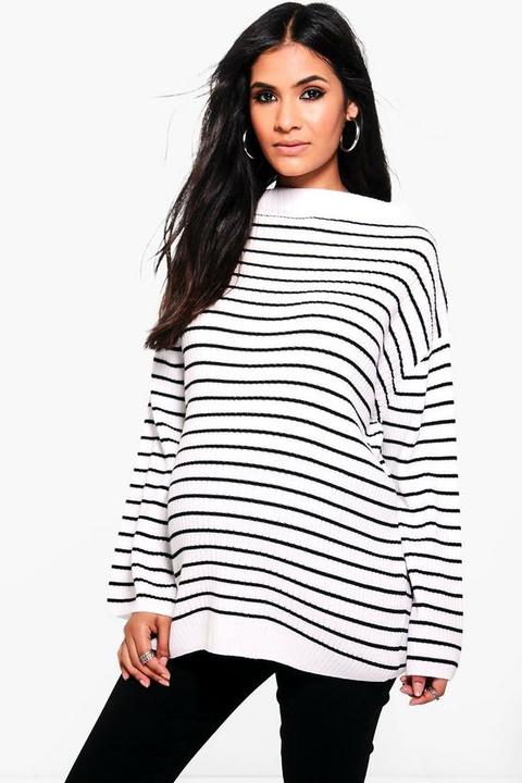 Maternity Striped Soft Rib Jumper