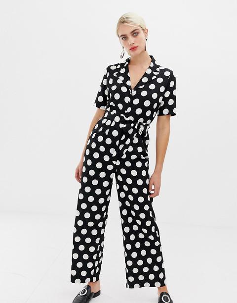 Selected - Frosa - Tuta Jumpsuit A Pois - Nero