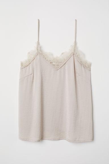 H & M - Top In Satin - Beige