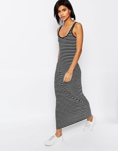 Vestido Largo De Punto Con Estampado De Rayas De Vero Moda