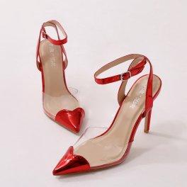 red metallic heels
