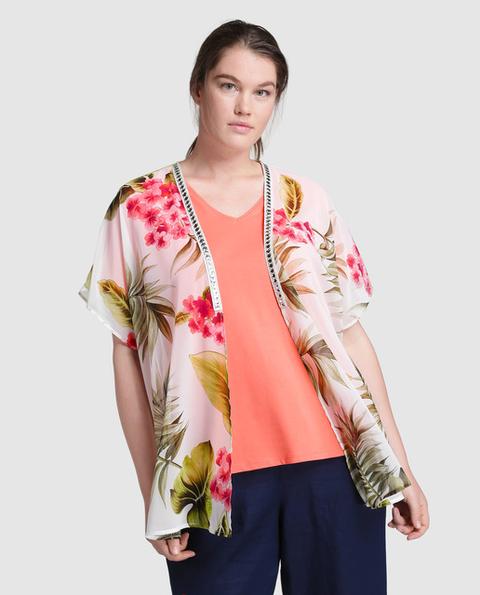 Antea Plus - Kimono De Mujer Talla Grande Con Estampado Floral