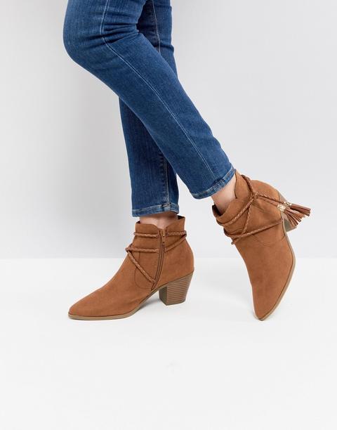 New Look Western Wrap Tie Boot - Brown