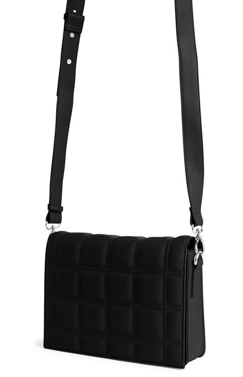 Bolso Bandolera Negro Con Diseño De Cuadrícula Acolchado