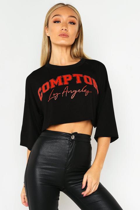 Black Compton Cropped T-shirt