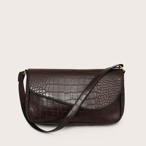Croc Embossed Flap Tote Bag