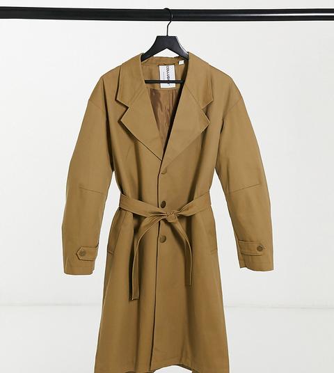 Collusion Unisex Oversized Belted Trench In Sand-brown
