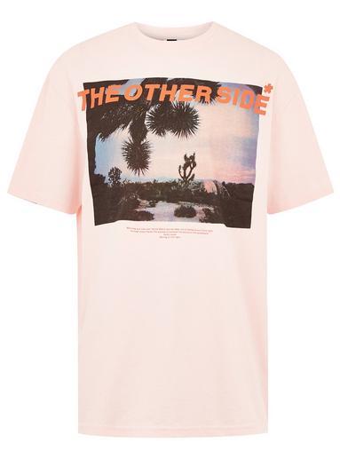 Mens Pink 'other Side' Oversized T-shirt, Pink