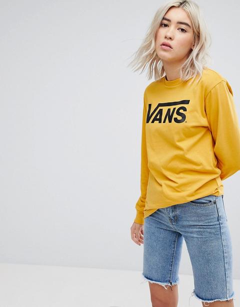 Vans - Maglia A Maniche Lunghe Oversize Gialla - Giallo