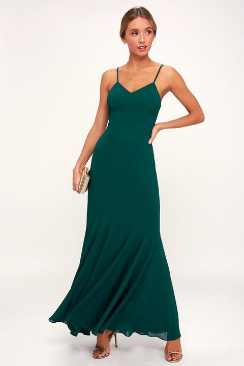 We Belong Together Emerald Green Maxi Dress