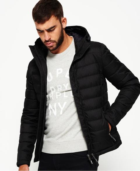 double zip tweed fuji hooded jacket