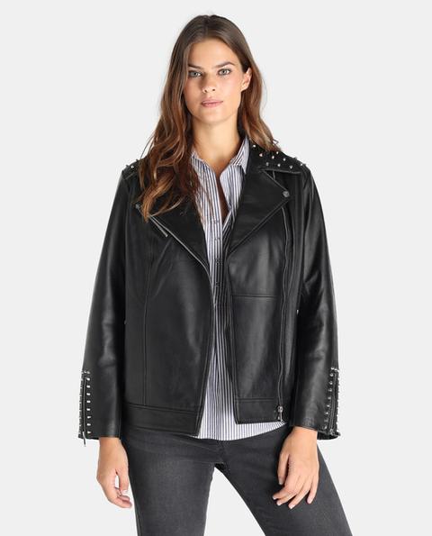 El Corte Inglés - Cazadora De Cuero De Mujer Talla Grande Con Tachas from  El Corte Ingles on 21 Buttons