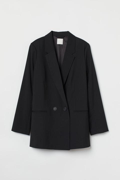 Blazer De Doble Botonadura - Negro