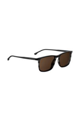 Rectangular Sunglasses With Grey Horn Optyl Frames